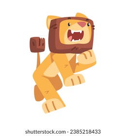 Cute Lion Character with Mane Shout with Open Mouth Vector Illustration