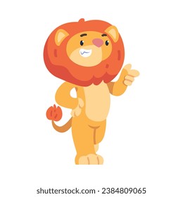 Cute Lion Character with Mane Walking Vector Illustration