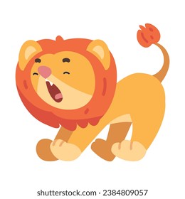 Cute Lion Character with Mane Yawning Vector Illustration