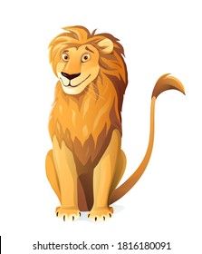 Cute Lion character vector cartoon illustration design. Safari African animal clipart drawing for children, cute Lion looking playful.