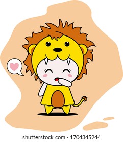 Cute Lion Character Vector Mascot