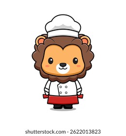 Ilustração de ícone de personagem animal de mascote de leão bonito. Estilo de Desenho Animado Plano Adequado para Página Inicial Web, Banner, Adesivo, Cartão