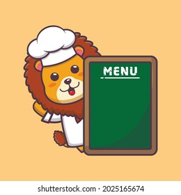 cute lion chef. cute vector design character. Vector isolated flat illustration for poster, brochure, web, mascot, sticker, logo and icon.