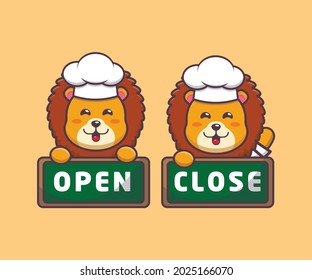 cute lion chef. cute vector design character. Vector isolated flat illustration for poster, brochure, web, mascot, sticker, logo and icon.