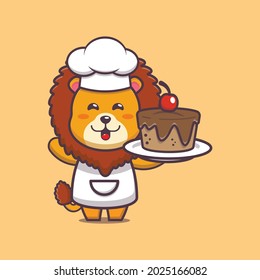 cute lion chef. cute vector design character. Vector isolated flat illustration for poster, brochure, web, mascot, sticker, logo and icon.