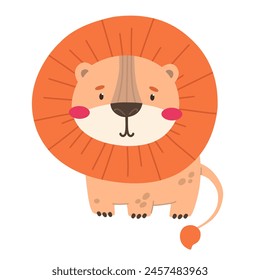 Niedlicher Löwe, kindliches Muster mit Tier. Vektorillustration im Cartoon-Flat-Stil.