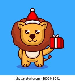 cute lion with Christmas costume