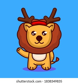 cute lion with Christmas costume