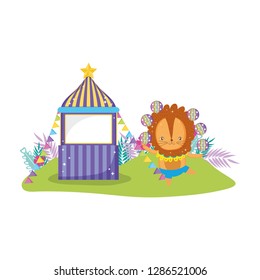 cute lion circus in kiosk