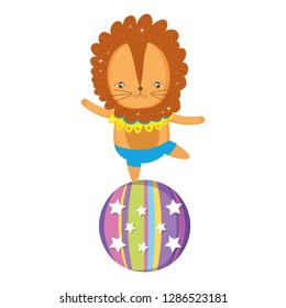 cute lion circus in plastic balloon