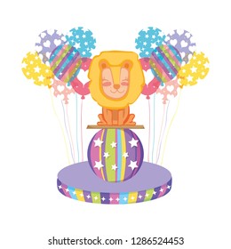 cute lion circus in plastic balloon