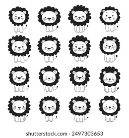Cute lion clipart design illustration