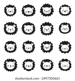 Cute lion clipart design illustration