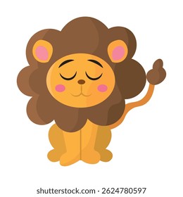 Cute lion with closed eyes. Vector illustration