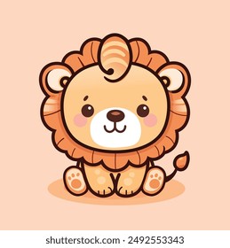 cute lion colorful illustration for kids