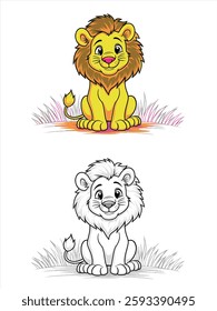 Cute Lion Coloring Page For Kid