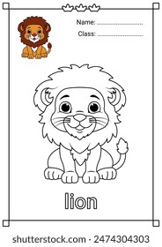Cute Lion Coloring Page for Kids