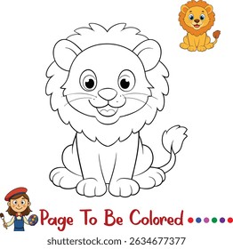 Cute Lion Coloring Page for Kids Printable Safari Animal Activity Sheet	
