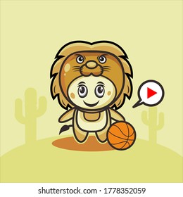 Ilustración vectorial del personaje del traje de león mate