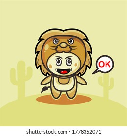 Ilustración vectorial del personaje del traje de león mate