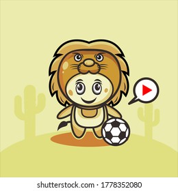 Cute lion costume character vector illustration