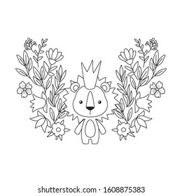 Cute lion with crown design, Animal zoo life nature character childhood and adorable theme Vector illustration