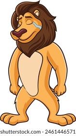 Cute lion crying vector illustration