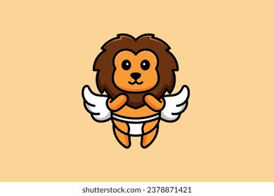 süßer Löwe-Engel, Vektorgrafik-Logo-Design