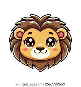 Cute lion cub in cartoon style isolated on white background. vector illustration