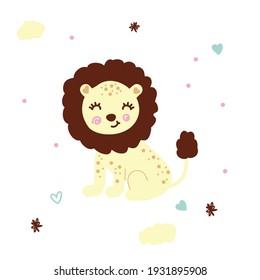 Cute lion cub children's illustration