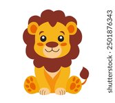 Cute lion cub. Flat vector illustration for children. Minimalist, illustration