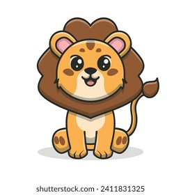 a cute lion cub vector cartoon vector illustration with twinkling eyes  with white background