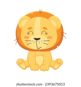 Cute lion cub. Young. Funny, funny, Cute lion cub. Children's illustration. Young. Funny, funny, cute. Illustration in cartoon style.