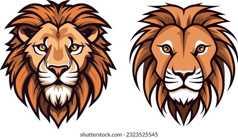 Cute lion cubs head illustration portfolio