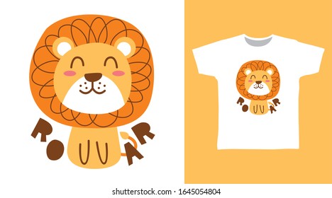 Cute lion design vector illustration ready for print on t-shirt, apparel, poster and other uses.