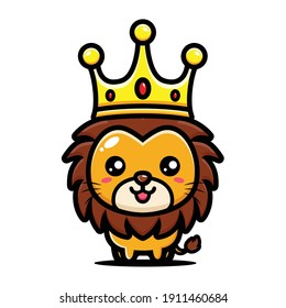 cute lion design wearing king crown