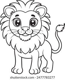 Cute Lion Doodle Coloring Page Character for Kids' Activities