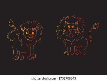Cute lion. Doodle vector illustration.
