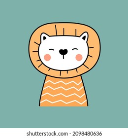 Cute lion drawing - cartoon vector 
