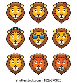 Cute Lion Emoticon. Can be used for chat emoticon, web, icon, logo, editorial, and flyer.