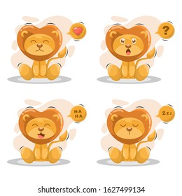 Cute lion emoticon cartoon vector