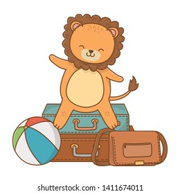 cute lion enjoying summer time cartoon