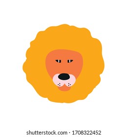 Avatar Cara de León Cuta. Ilustración dibujada a mano. Aislado En Blanco. Vector.