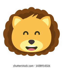 Cute Lion Face Emoticon Emoji Expression Illustration. vector