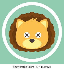 Cute Lion Face Emoticon Emoji Expression Illustration. vector