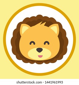 Cute Lion Face Emoticon Emoji Expression Illustration. vector