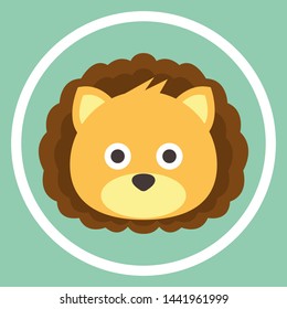 Cute Lion Face Emoticon Emoji Expression Illustration. vector