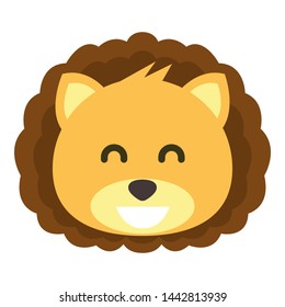 Cute Lion Face Emoticon Emoji Expression Illustration. vector