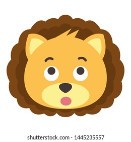 Cute Lion Face Emoticon Emoji Expression Illustration. vector