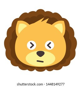 Cute Lion Face Emoticon Emoji Expression Illustration. vector